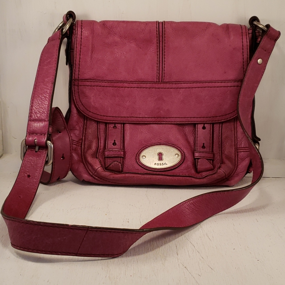 Pink Leather Satchel Fossil Bag